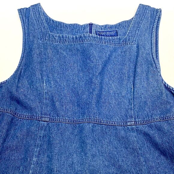 Karen Scott Vintage Chambray Sleeveless Maxi Dress Size L, Side Buttons Cottage - Picture 7 of 11